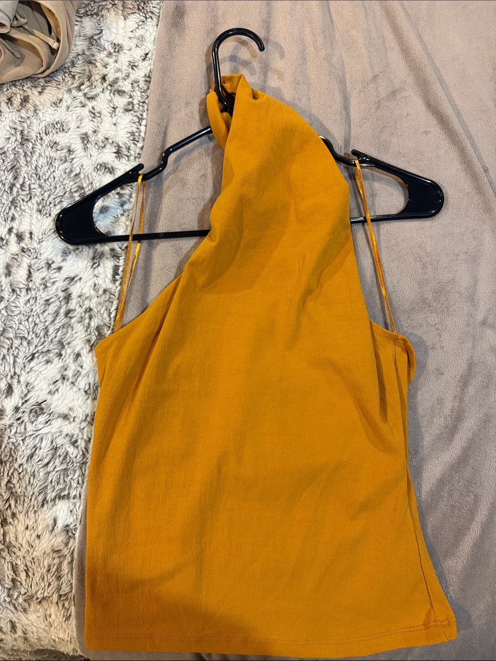 Zara Mustard High Neck Halter Top